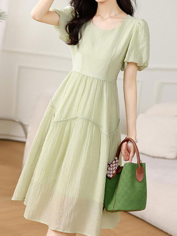 Bella Elegant Crew Neck Bowknot Dress