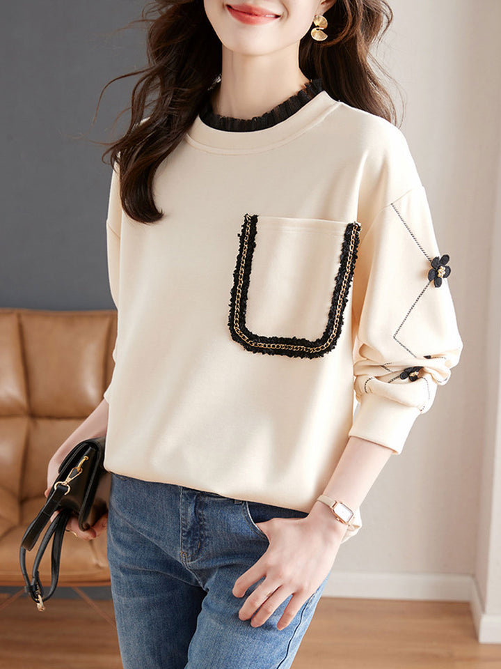 Olivia Casual Auricular Embroidered Sweatshirt