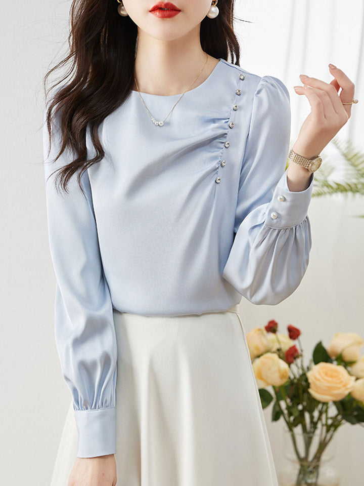 Mia Elegant Beaded Pleated Shirt