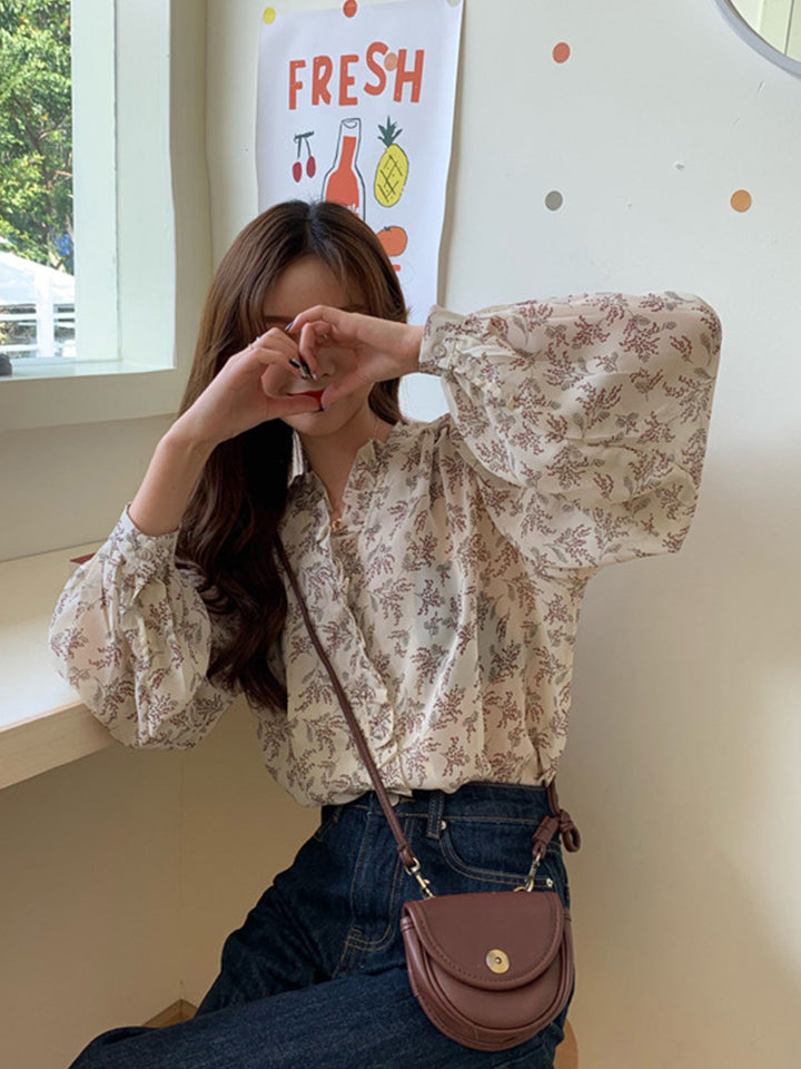 Bonnie Floral Print Chiffon Long Sleeve Top