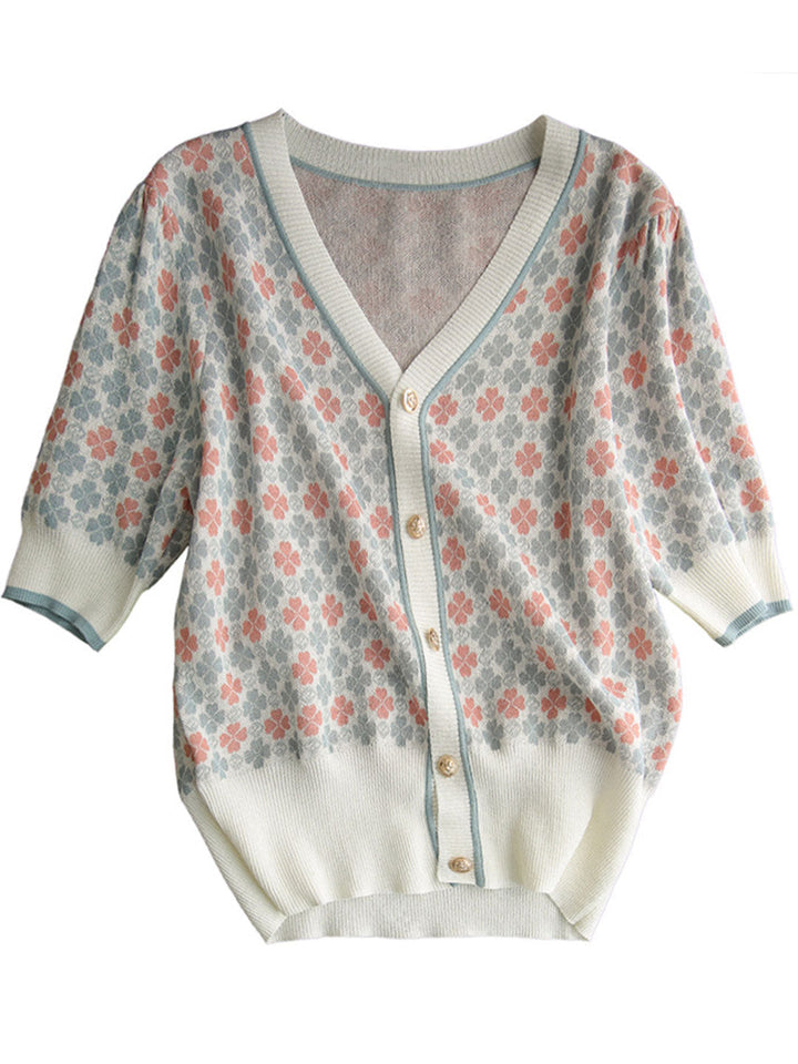 Trinity Classic V-neck Knitted Cardigan-Pink