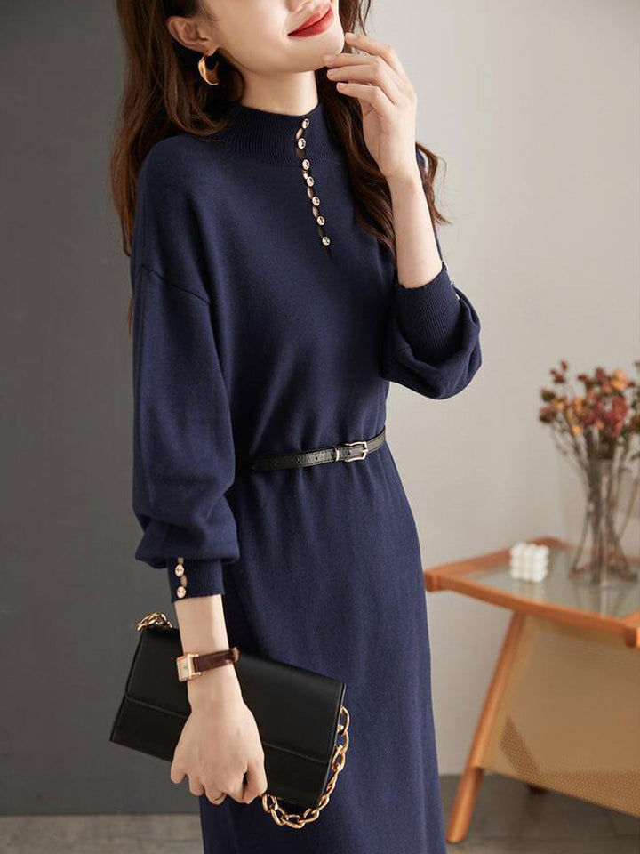 Olivia Elegant Turtleneck Knitted Sweater Dress