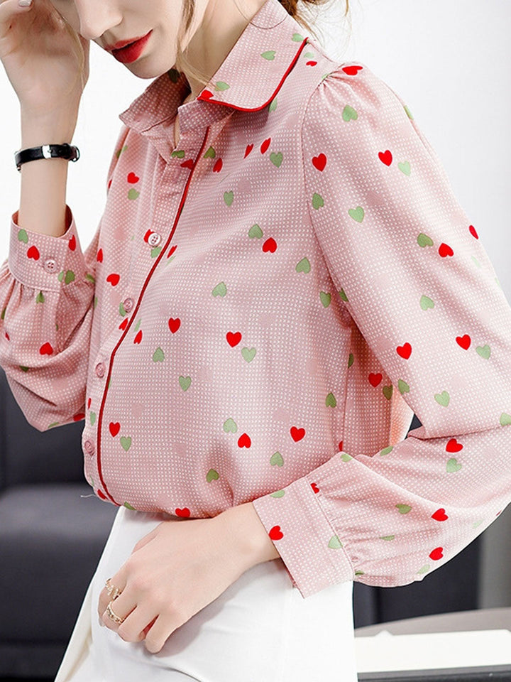 Bella Classic Lapel Printed Chiffon Shirt