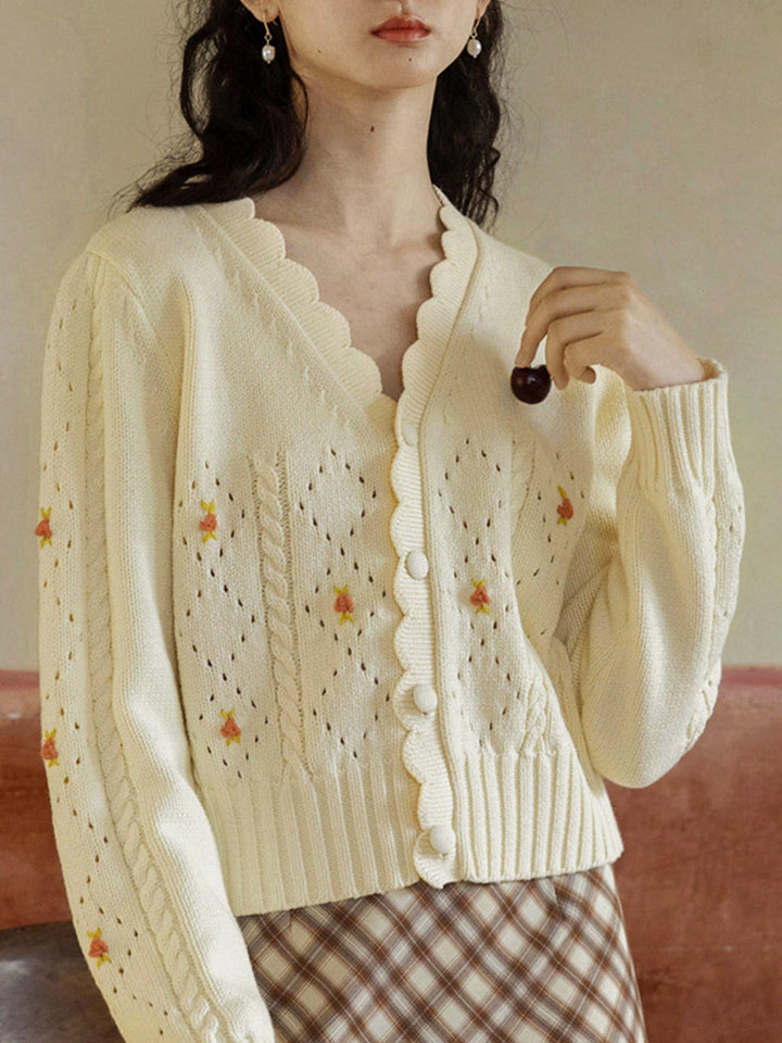 Tesa Vintage Hollow Embroidery Sweater