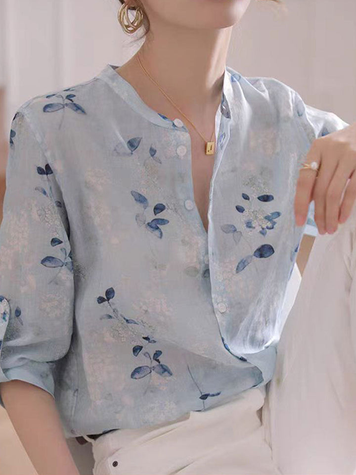 Taylor Loose V-Neck Printed Shirt