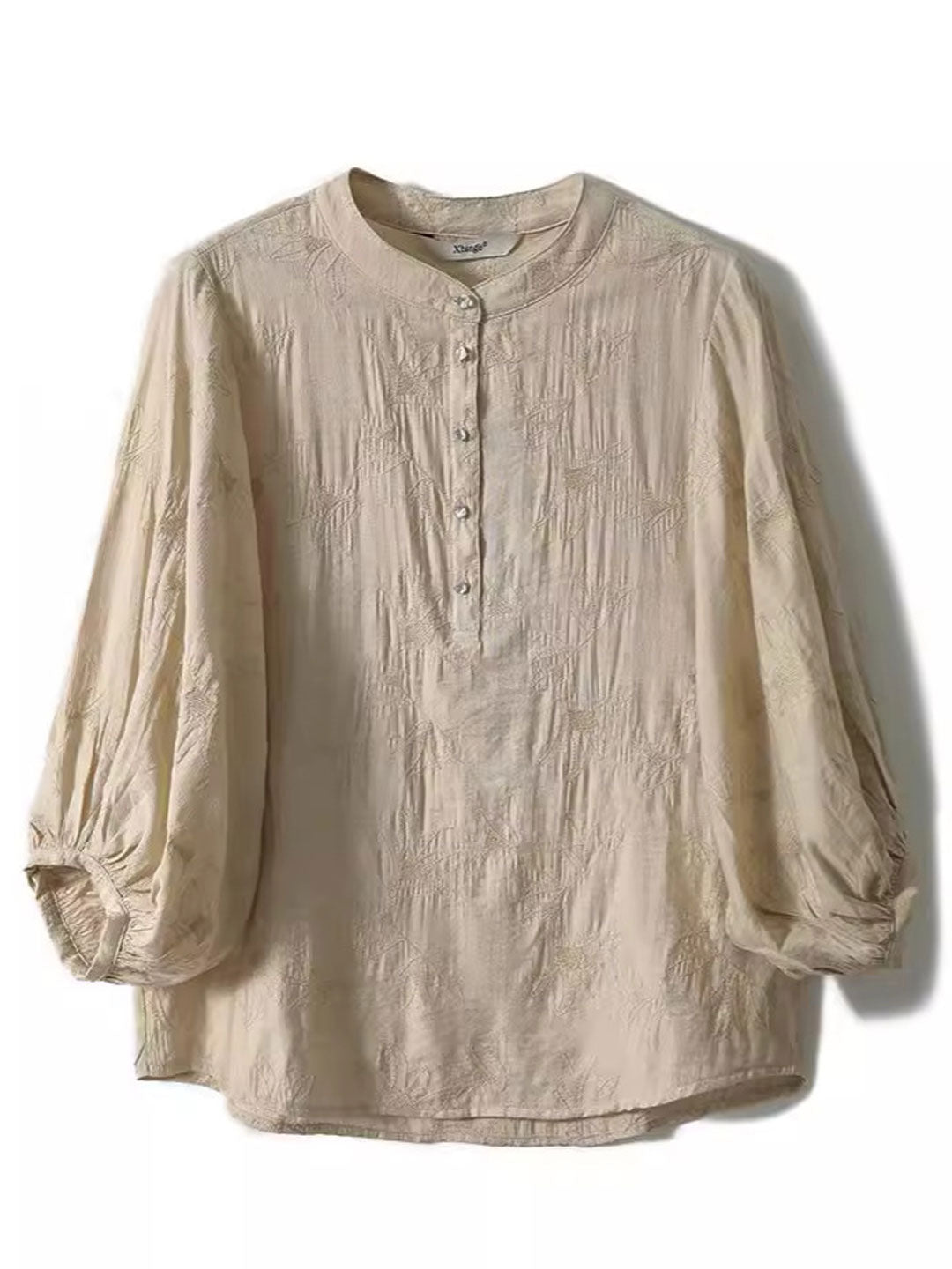 Sarah Retro Lantern Sleeve Embroidered Blouse