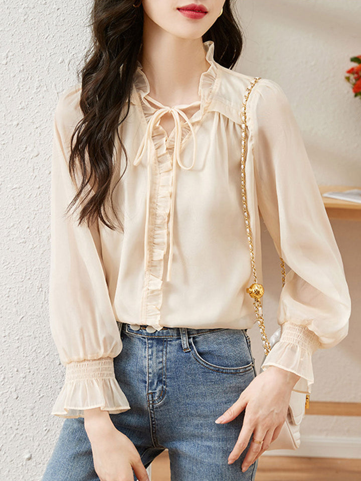 Alexis Retro Ruffle Balloon Sleeve Blouse