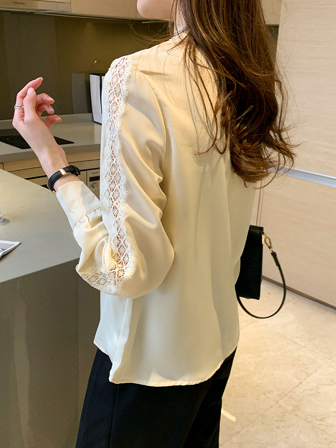 Natalie Elegant Hollowed Chiffon Shirt