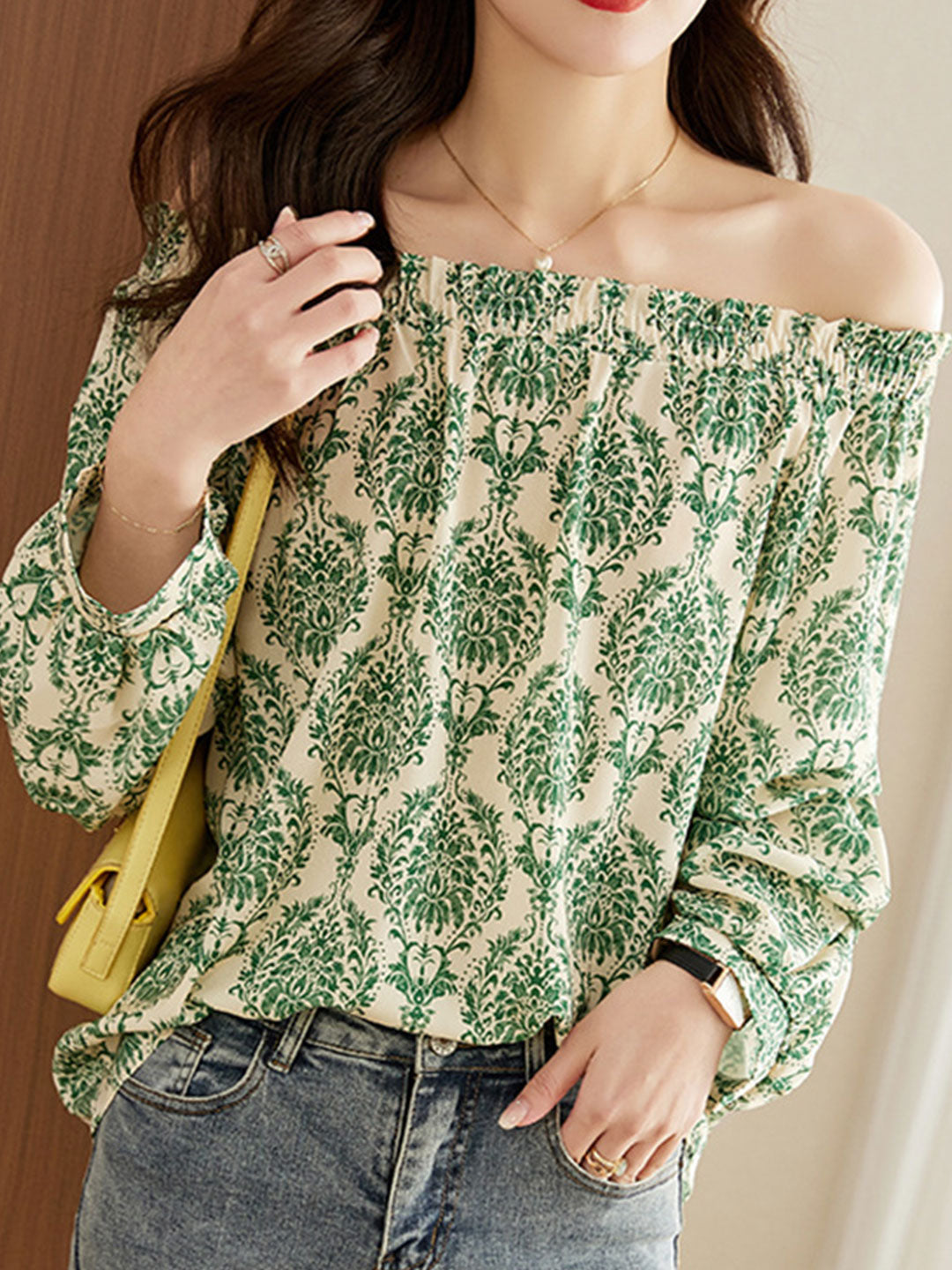 Layla Classic Printed Off-shoulder Shirt