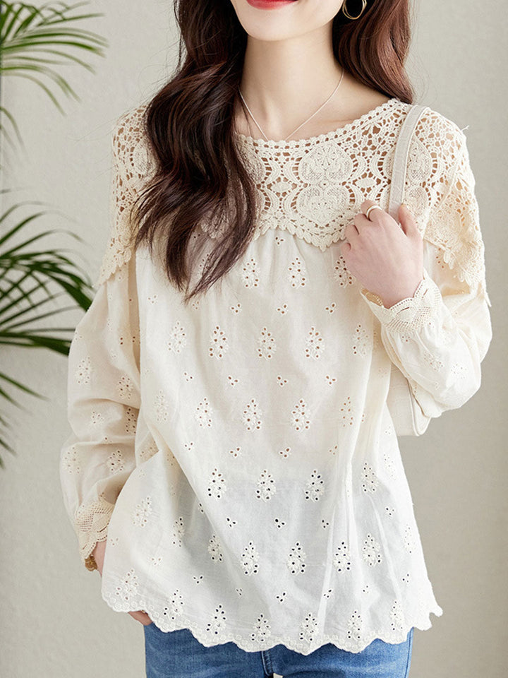 Kaitlyn Elegant Hollowed Lace Shirt