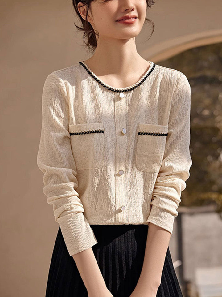 Camila Elegant Crew Neck Textured Top