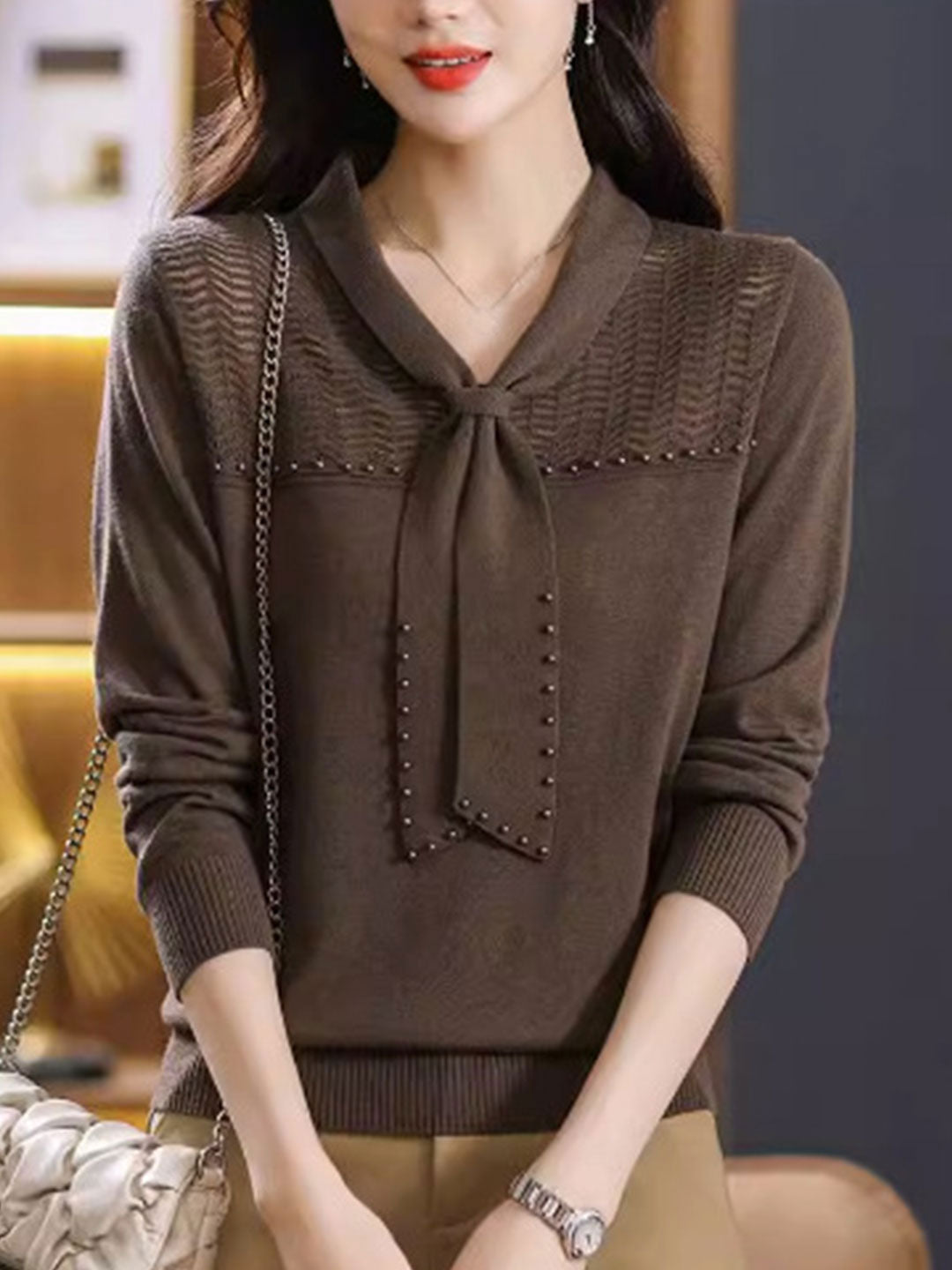 Madison Classic Bow Knitted Sweater