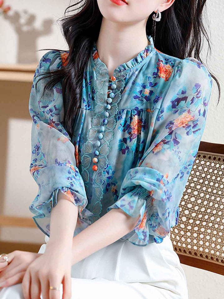 Jessica Classic Floral Printed Chiffon Top