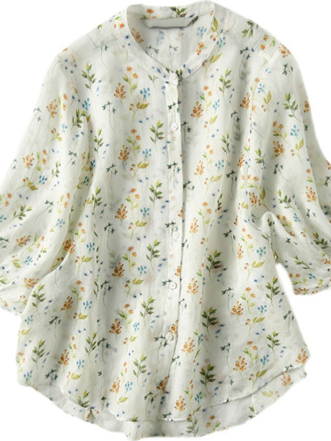 Abigail Retro Floral Printed Puff Sleeve Blouse