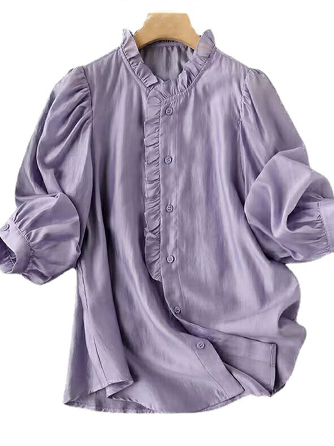 Mia Retro Auricular Chiffon Shirt-Purple