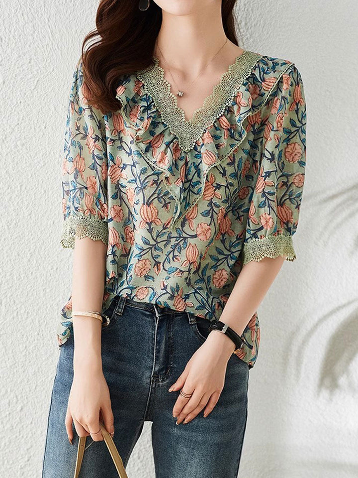 Alyssa Classic Floral Chiffon Shirt