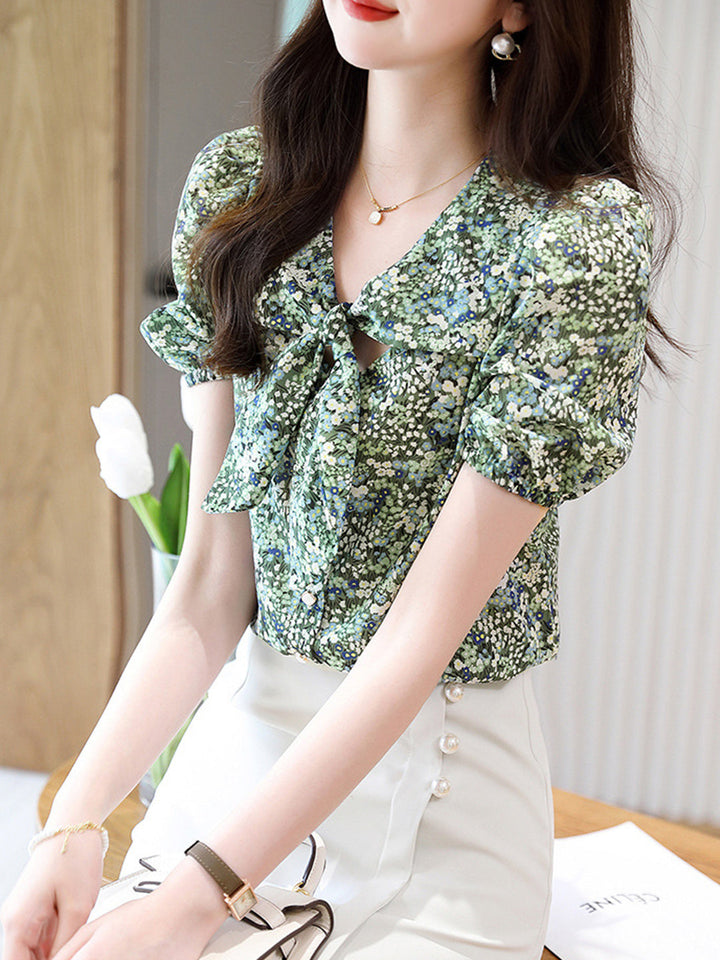 Alexis Elegant Puff Sleeve Floral Top