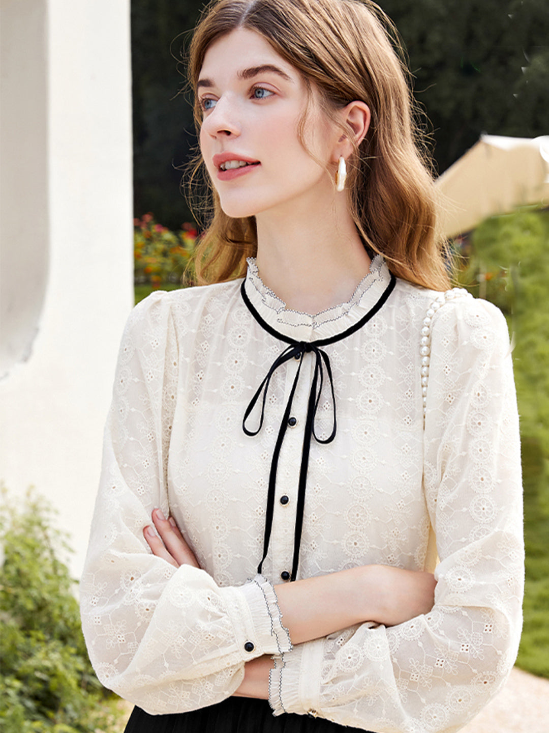 Emma Retro Embroidered Lace Shirt