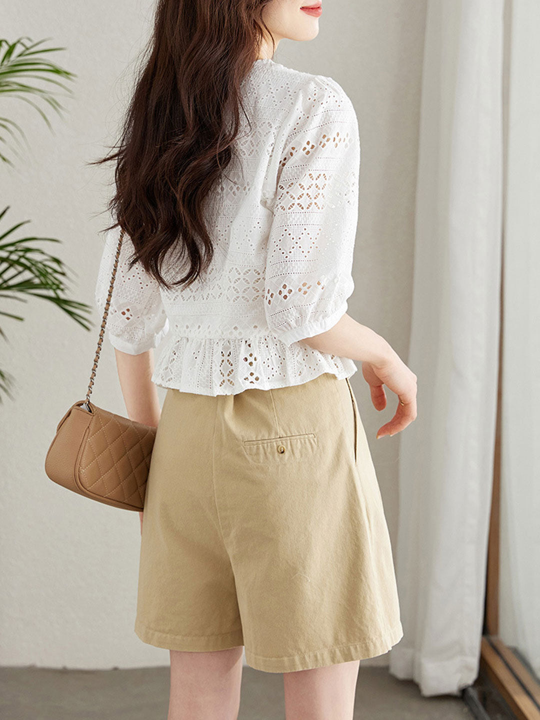 Valeria Classic Embroidered Hollowed Blouse