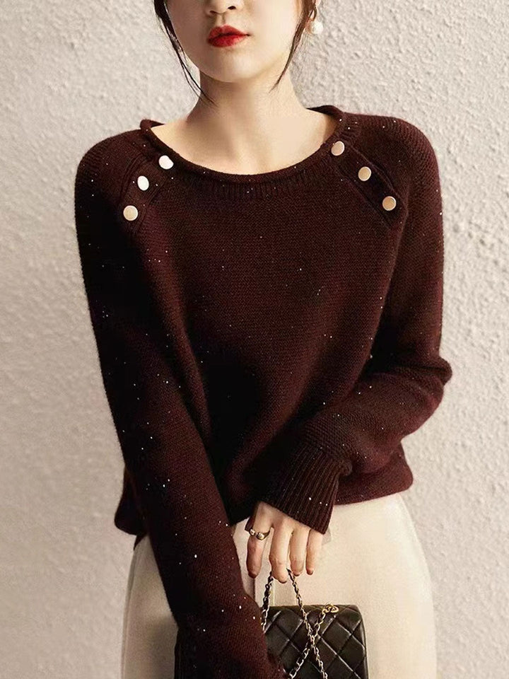 Zoey Casual Metal Button Knitted Sweater