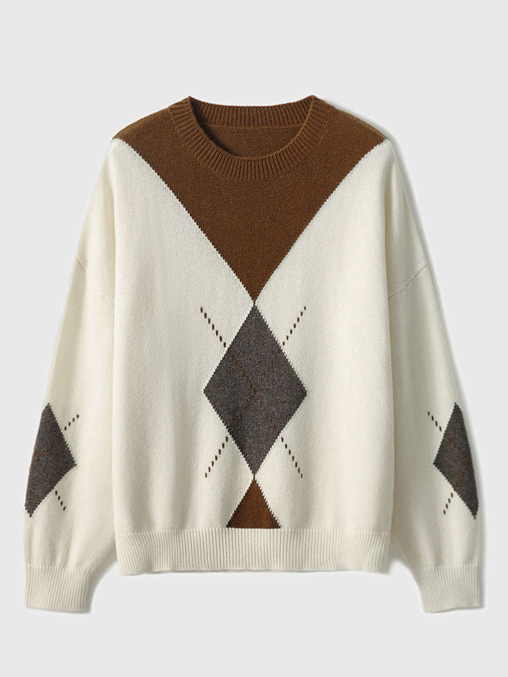 Kayla Retro Diamond Pullover Knitted Sweater