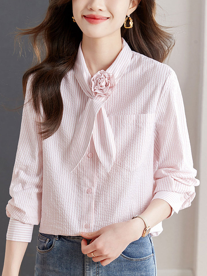 Kayla Elegant Solid Color Tie Shirt