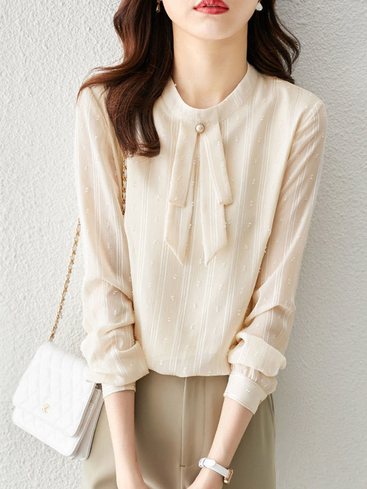 Olivia Elegant Long Sleeve Chic Chiffon Blouse