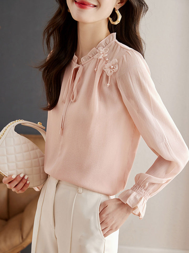 Ella Classic Solid Color Chiffon Shirt