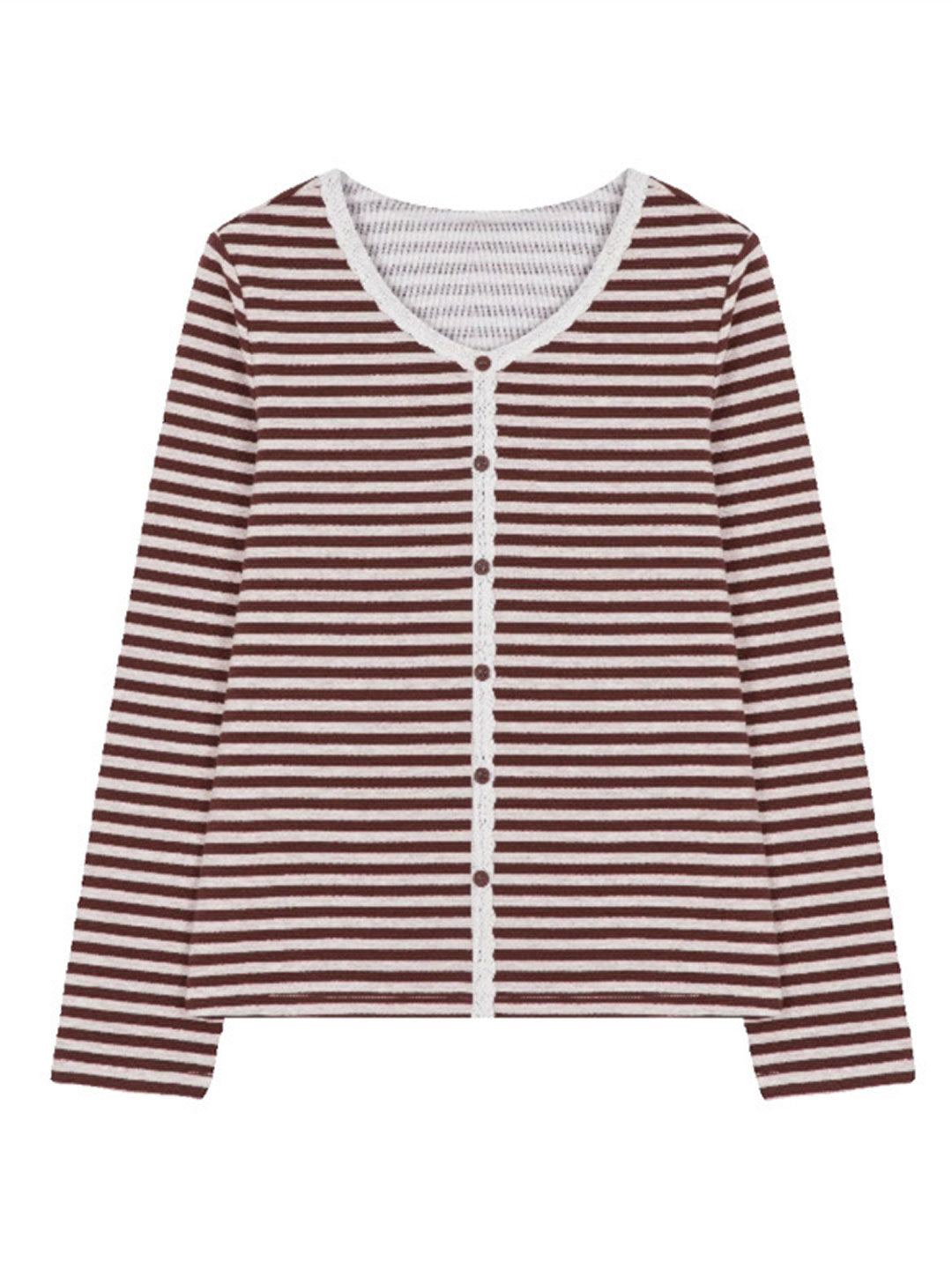 Julia Classic Crew Neck Striped Lace Top