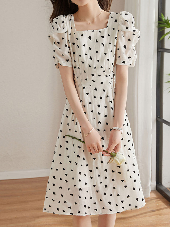 Abigail Retro Printed Polka-dot Dress