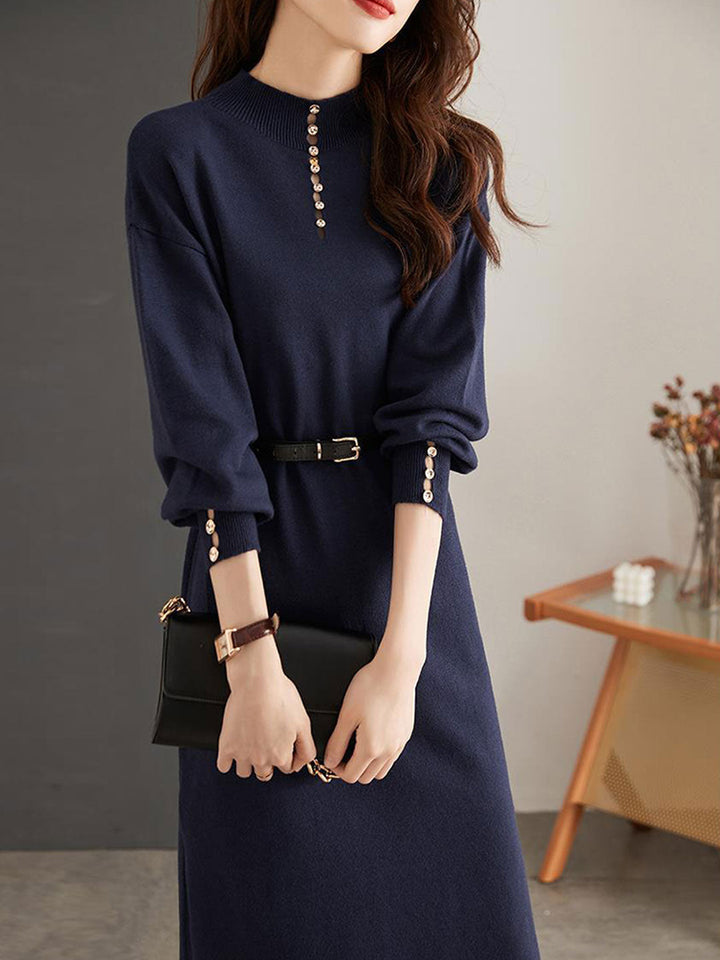 Olivia Elegant Turtleneck Knitted Sweater Dress