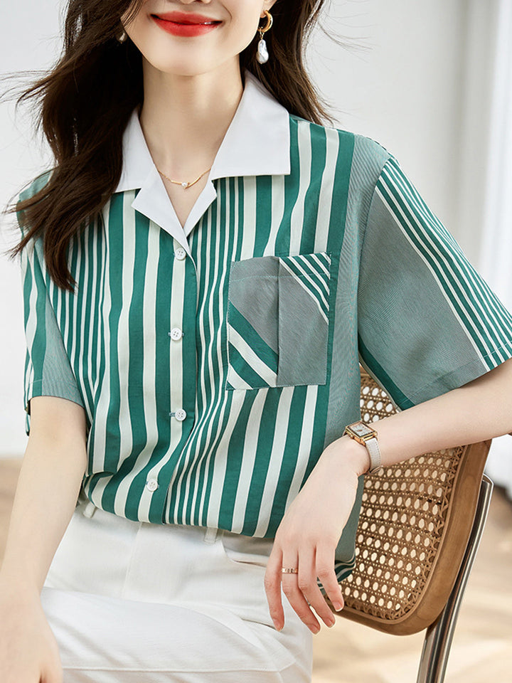 Trinity Casual Striped Matched Color Shirt