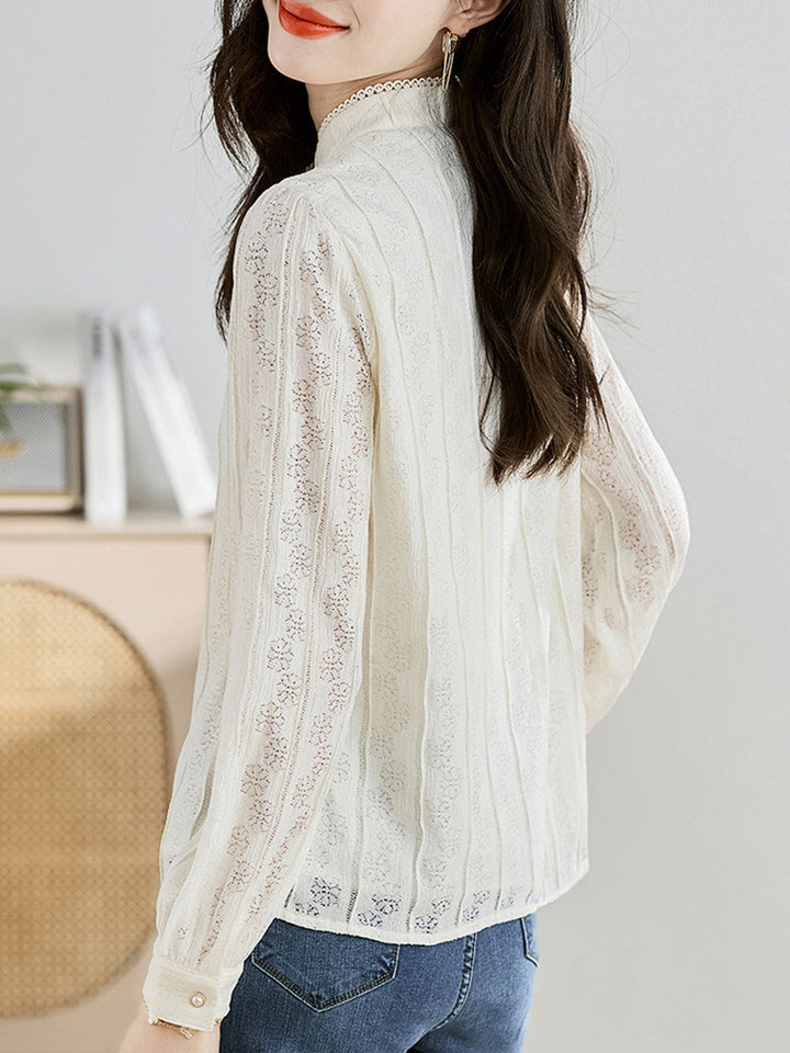 Mia Retro Lace Chiffon Blouse