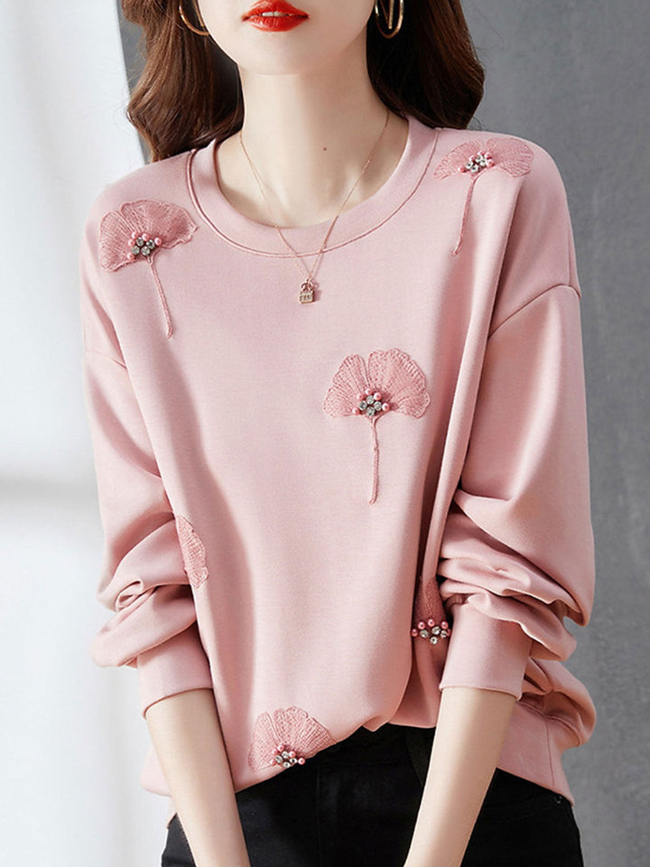 Grace Elegant Crew Neck Pullover Sweatshirt