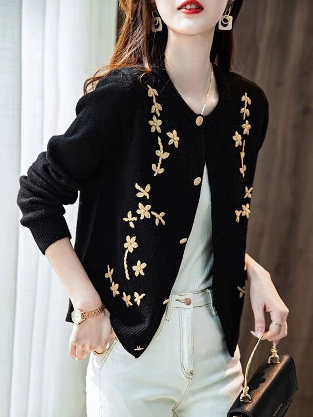 Kayla Classic Embroidered Knitted Cardigan