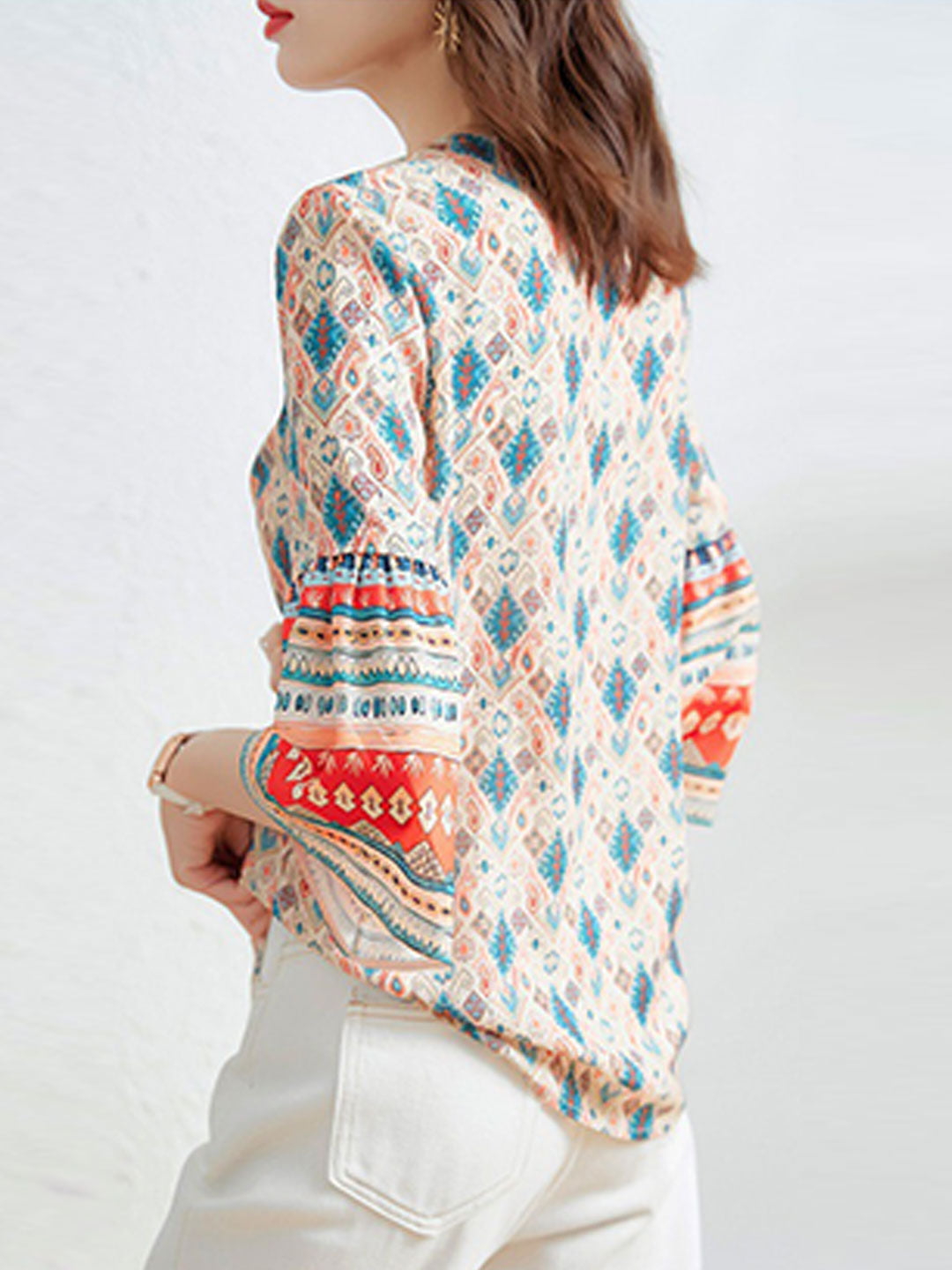 Rachel Retro Crew Neck Chiffon Blouse