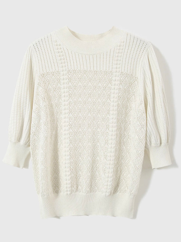 Hannah Retro Lantern Sleeve Diamond Knitted Top