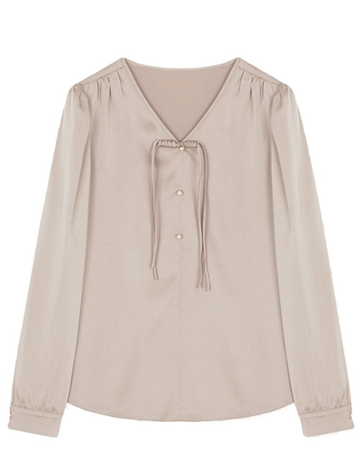 Morgan Classic V-Neck Puff Sleeve Shirt