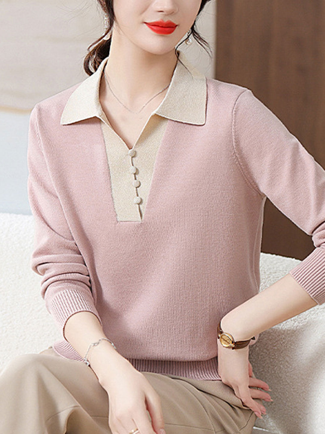 Brooke Casual Lapel Knitted Sweater