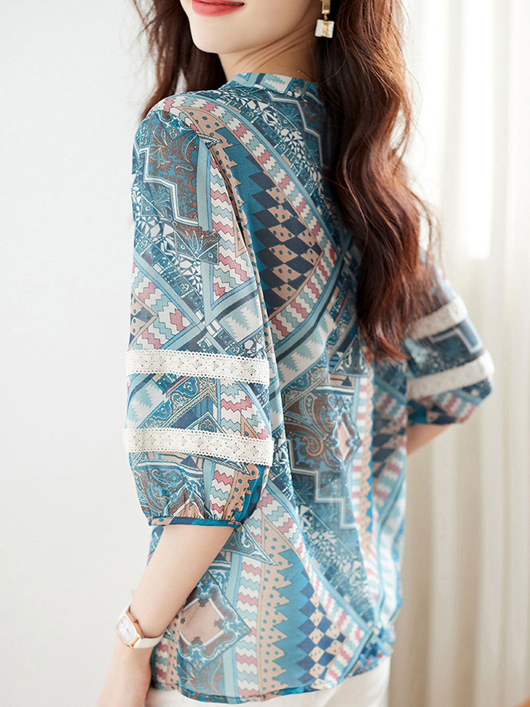 Sophia Classic Printed Lace Shirt