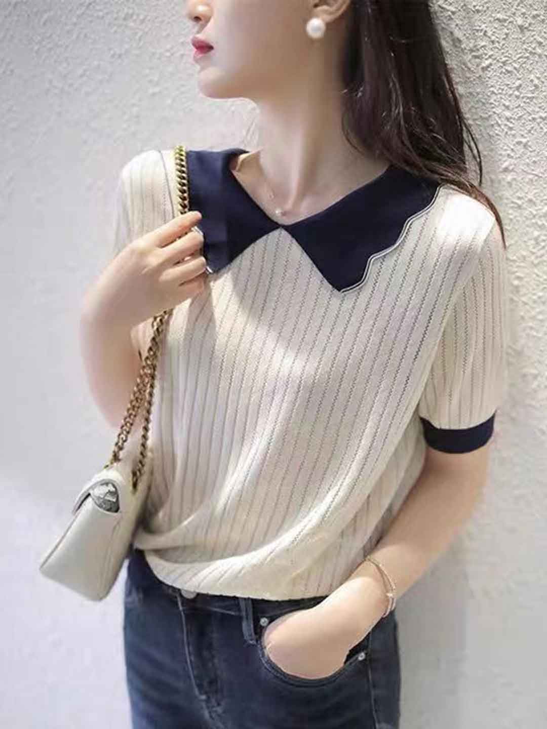 Maria Retro Doll Collar Knitted Top