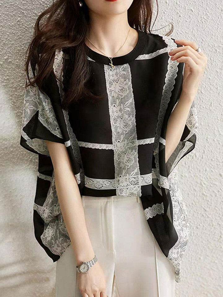 Ashley Casual Lace Printed Chiffon Top