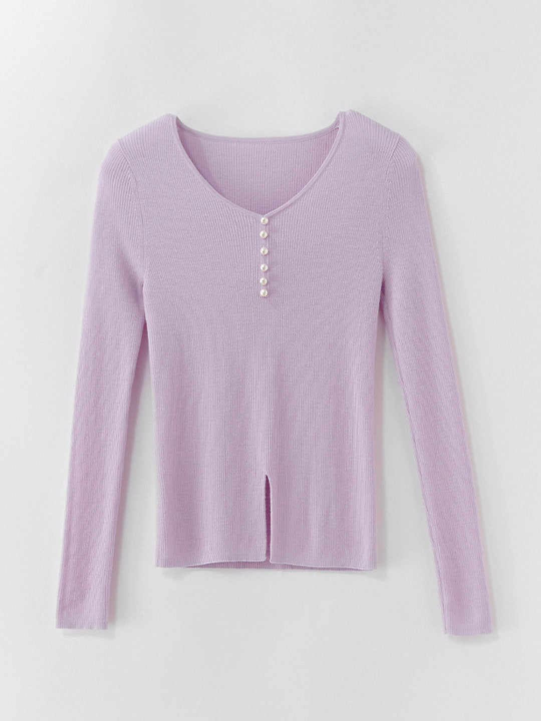 Emma Elegant V-Neck Solid Color Slim Knitted Top