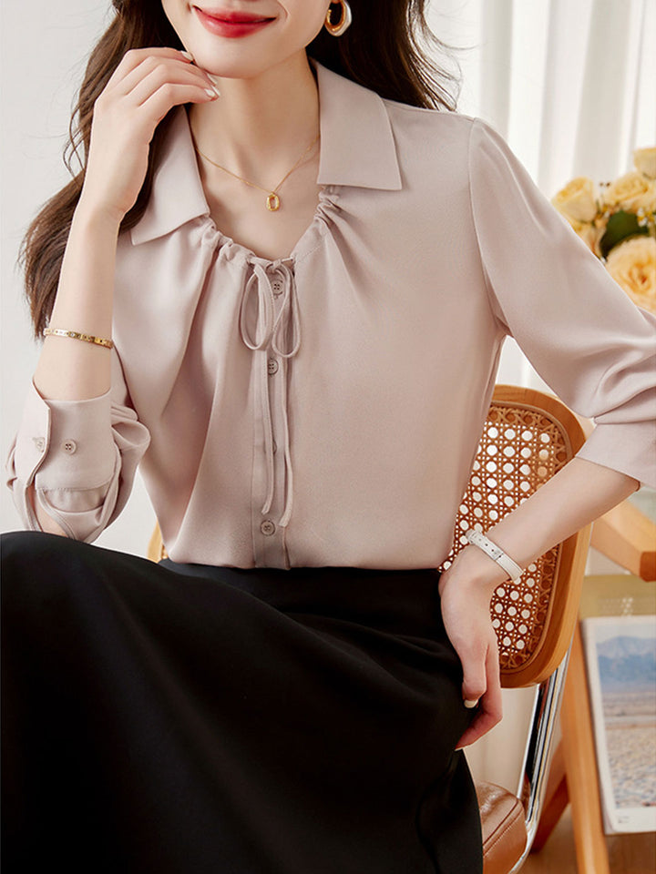 Sophia Elegant Drawstring Bow Shirt