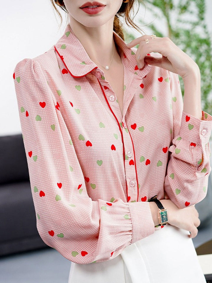 Bella Classic Lapel Printed Chiffon Shirt