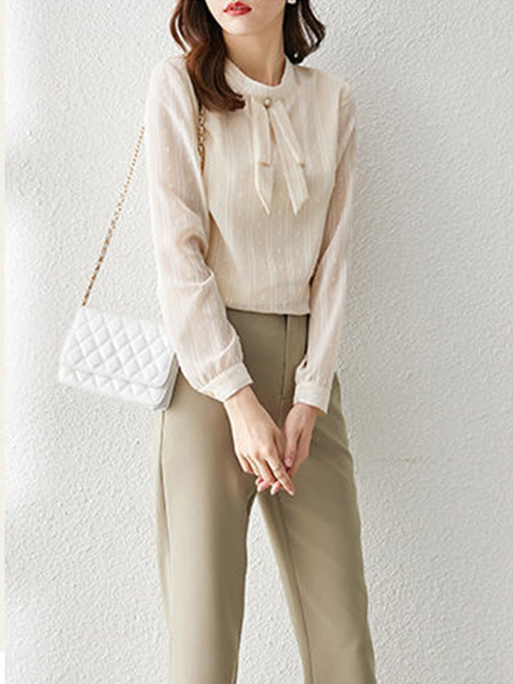 Olivia Elegant Long Sleeve Chic Chiffon Blouse