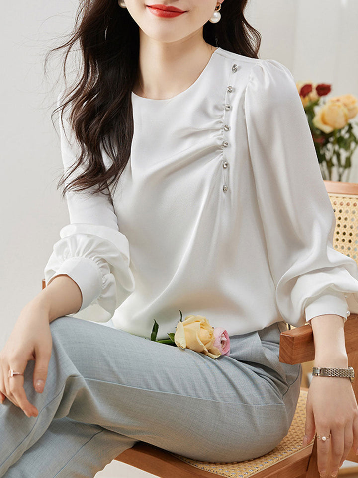 Mia Elegant Beaded Pleated Shirt