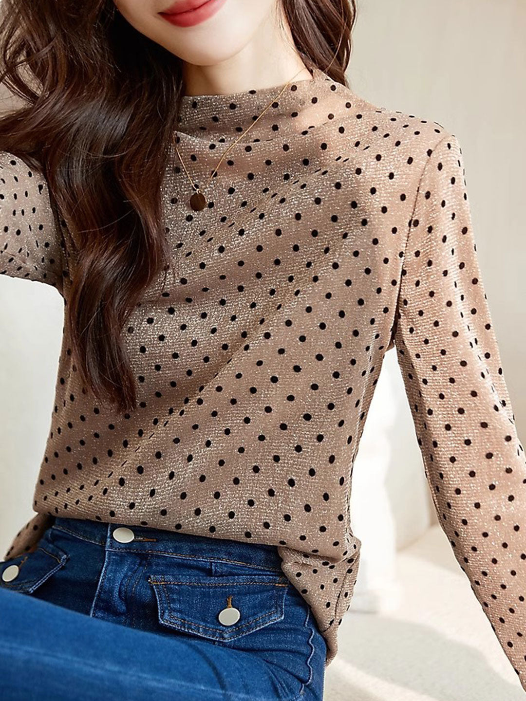 Olivia Classic Shiny Polka Dot Top