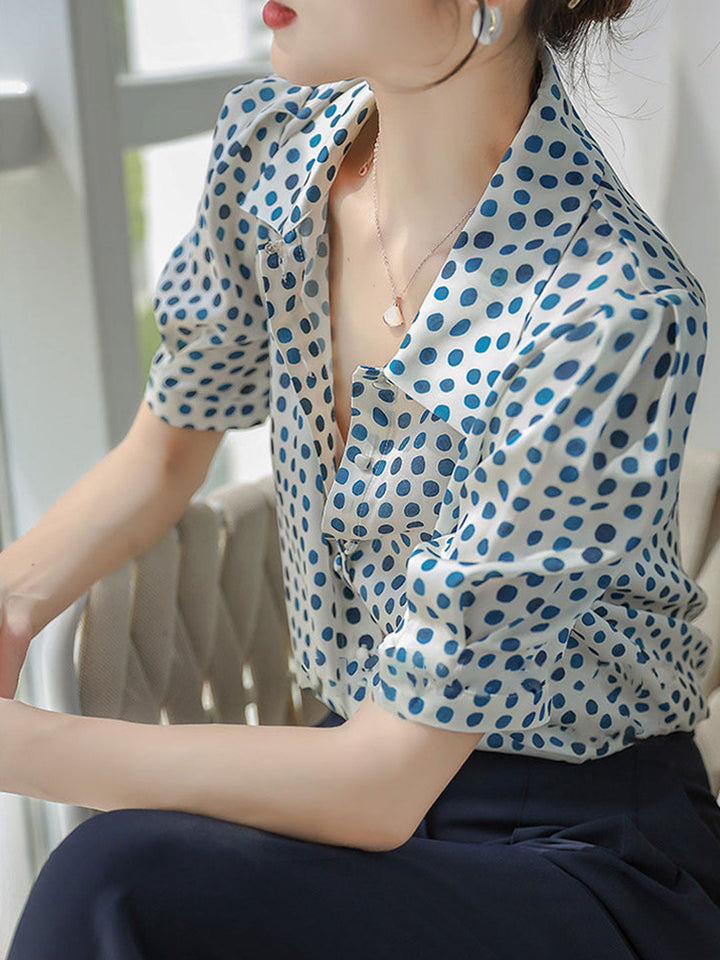 Morgan Retro Polka Dot Puff Sleeve Top