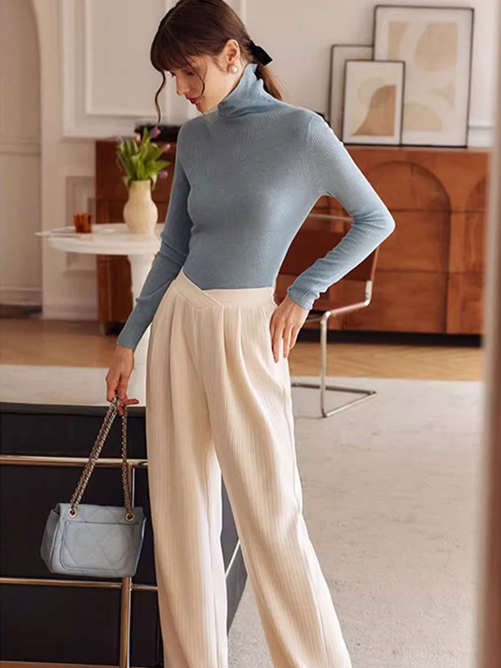 Alyssa Elegant Turtleneck Pile Neck Knitted Sweater